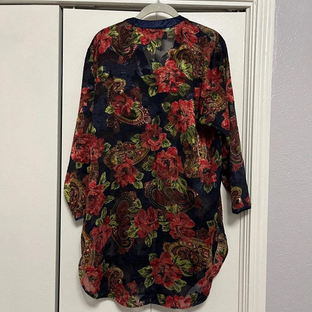 Victoria's‎ Secret Floral Paisley Sheer Robe Kimono Cover Up S